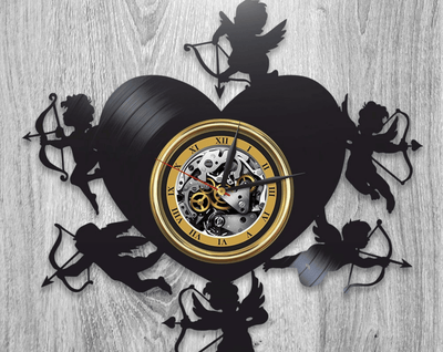 Cupids Vinyl Record Love Wall Clock Romantic Decor For Home Cupid Wall Art I Love You Gift To Wife Anniversary Gifts For Him
