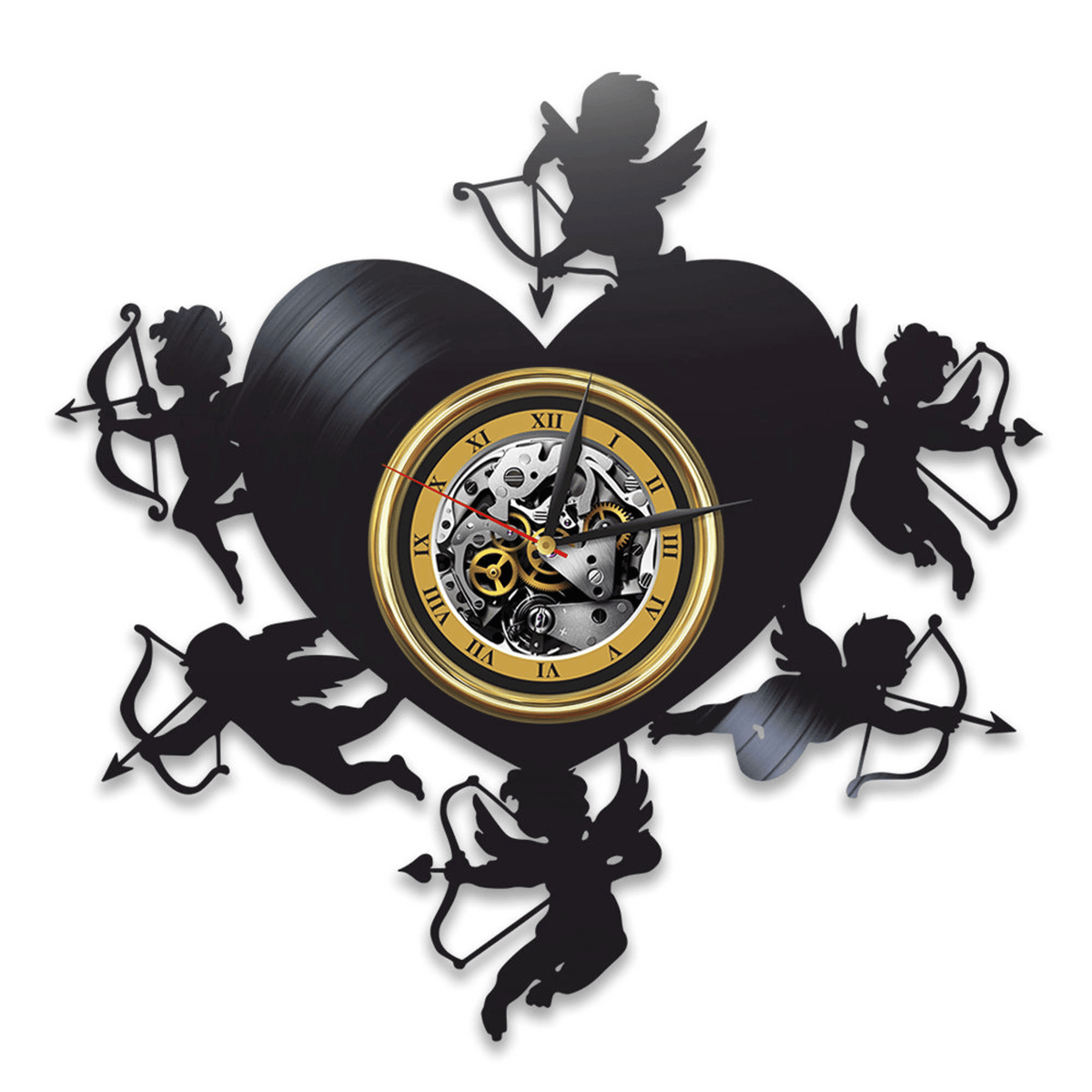 Cupids Vinyl Record Love Wall Clock Romantic Decor For Home Cupid Wall Art I Love You Gift To Wife Anniversary Gifts For Him