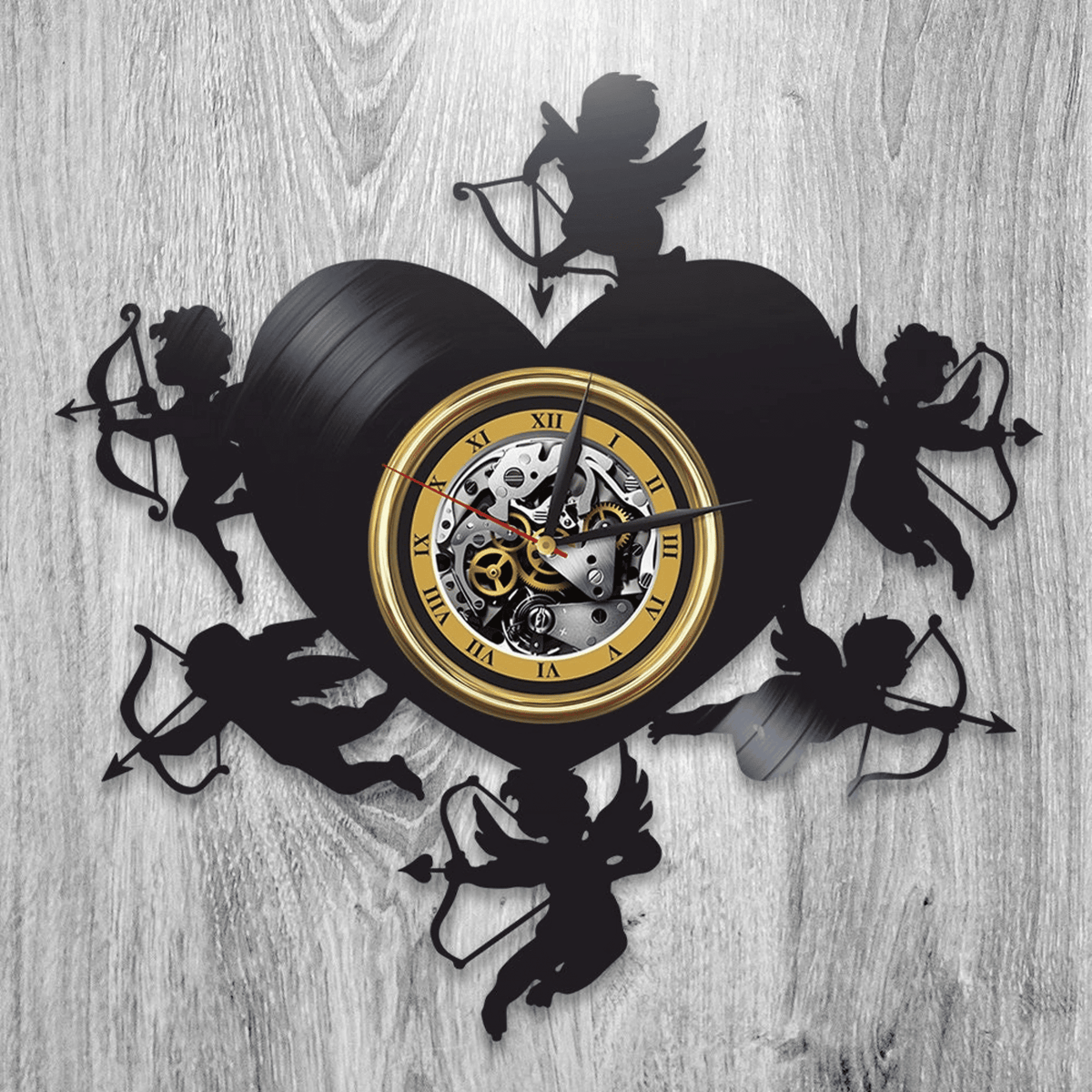 Cupids Vinyl Record Love Wall Clock Romantic Decor For Home Cupid Wall Art I Love You Gift To Wife Anniversary Gifts For Him