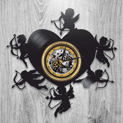 Cupids Vinyl Record Love Wall Clock Romantic Decor For Home Cupid Wall Art I Love You Gift To Wife Anniversary Gifts For Him