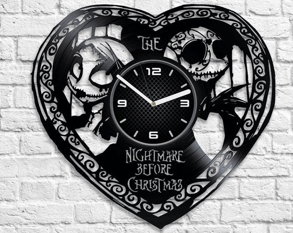 Jack And Sally Vinyl Record Love Wall Clock Creative Decor For Living Room Spooky Art Playroom Decor For Children Wedding Gift For Couple