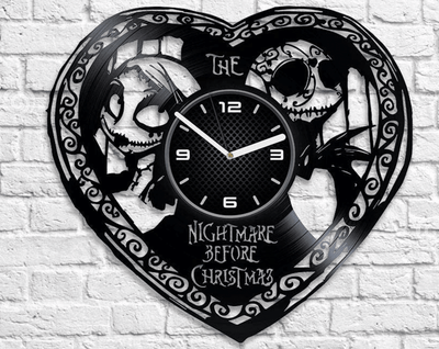 Jack And Sally Vinyl Record Love Wall Clock Creative Decor For Living Room Spooky Art Playroom Decor For Children Wedding Gift For Couple