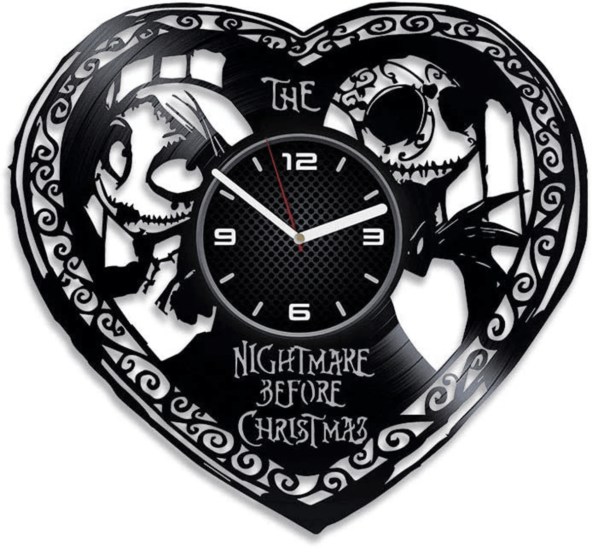 Jack And Sally Vinyl Record Love Wall Clock Creative Decor For Living Room Spooky Art Playroom Decor For Children Wedding Gift For Couple