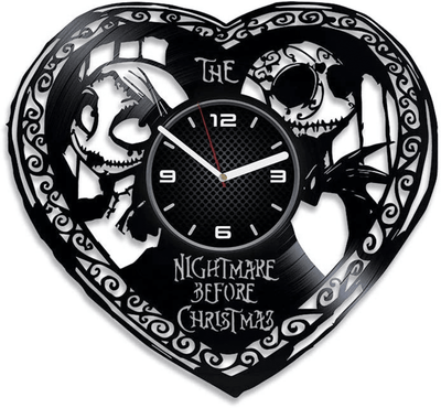 Jack And Sally Vinyl Record Love Wall Clock Creative Decor For Living Room Spooky Art Playroom Decor For Children Wedding Gift For Couple