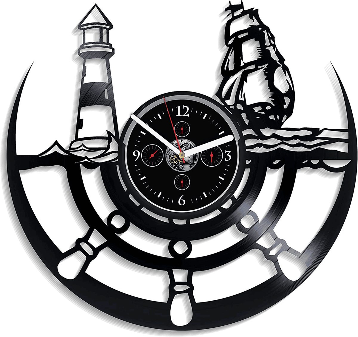 Lighthouse Vinyl Record Clock Vintage Wall Art Decor For Kids Room Xmas Gift For Boy