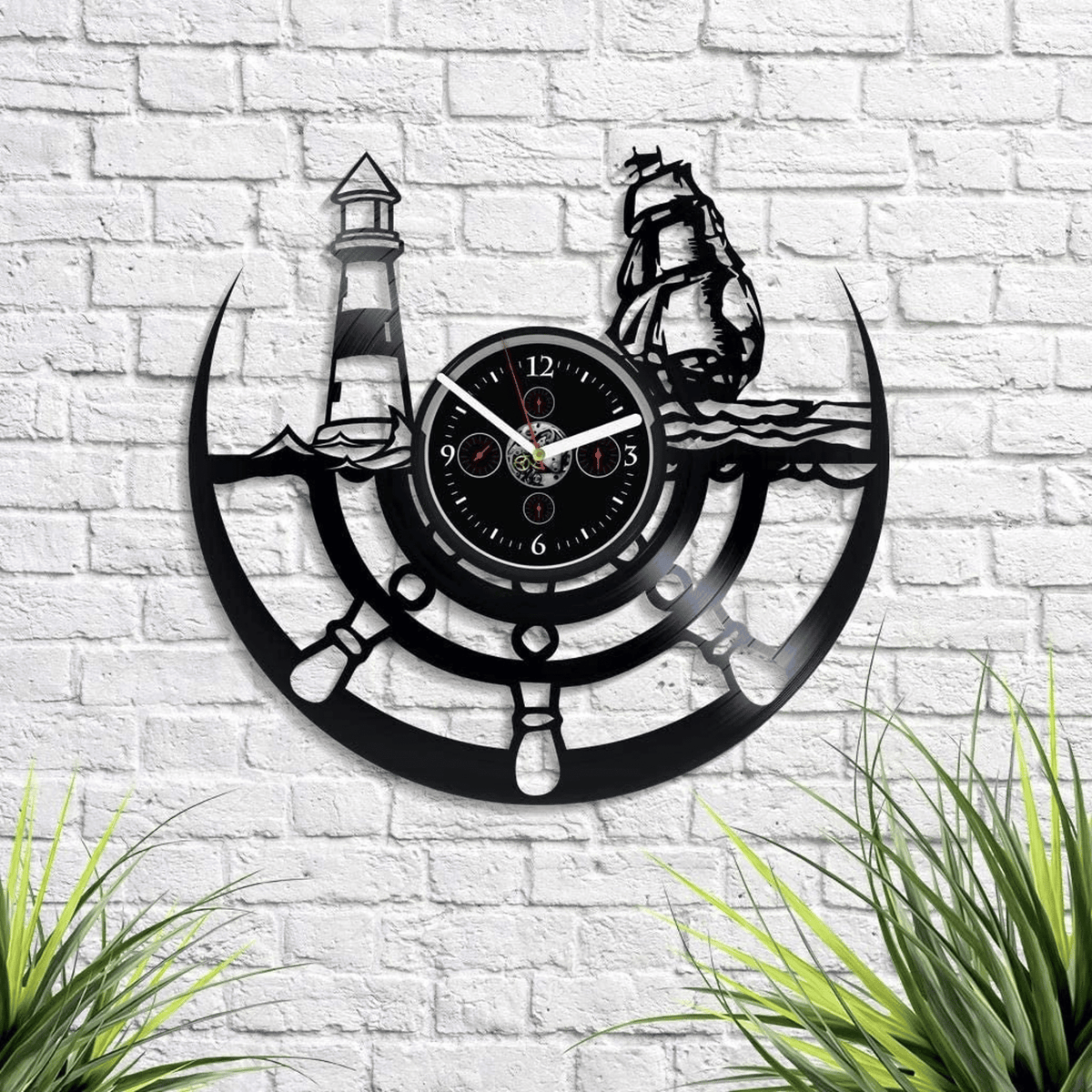 Lighthouse Vinyl Record Clock Vintage Wall Art Decor For Kids Room Xmas Gift For Boy