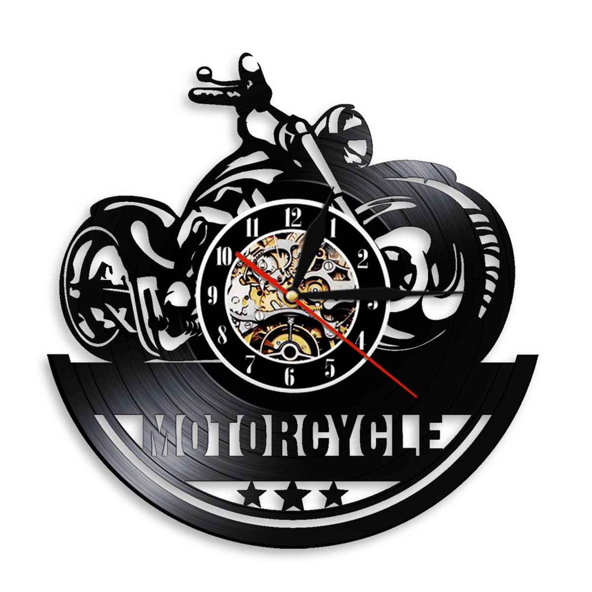 Mechanical Motorcycle Vinyl Record Clock With Bright Led Lights Room Decoration Gift For Fan Unique Design Clock Birthday Gift Record Clock