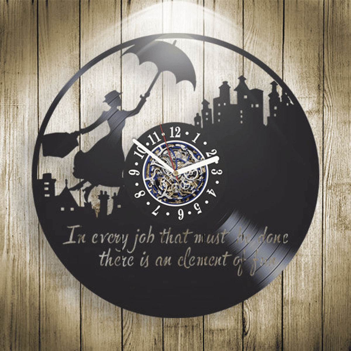 Mary Poppins Vinyl Record Round Wall Clock Movie Room Decor Vintage Wall Decor For Playroom Mary Poppins Wall Art New Year Gift For Kids