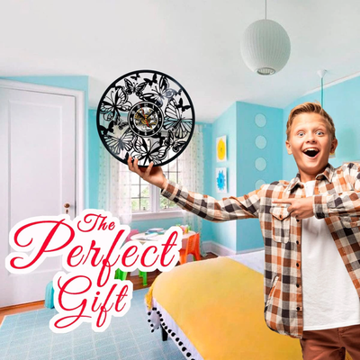 Butterfly Butterflies Vinyl Record Wall Clock Gifts For Him Her Kids Decor For Home Bedroom Bathroom Kitchen Art Surprise Ideas Friends