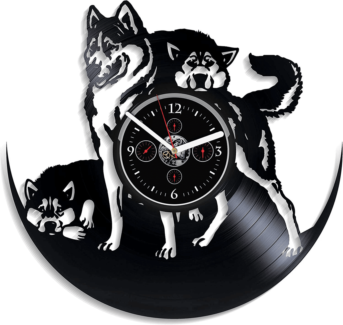 Husky Dog Vinyl Record Clock Vintage Wall Art Decor For Kids Room Birthday Gift For Child