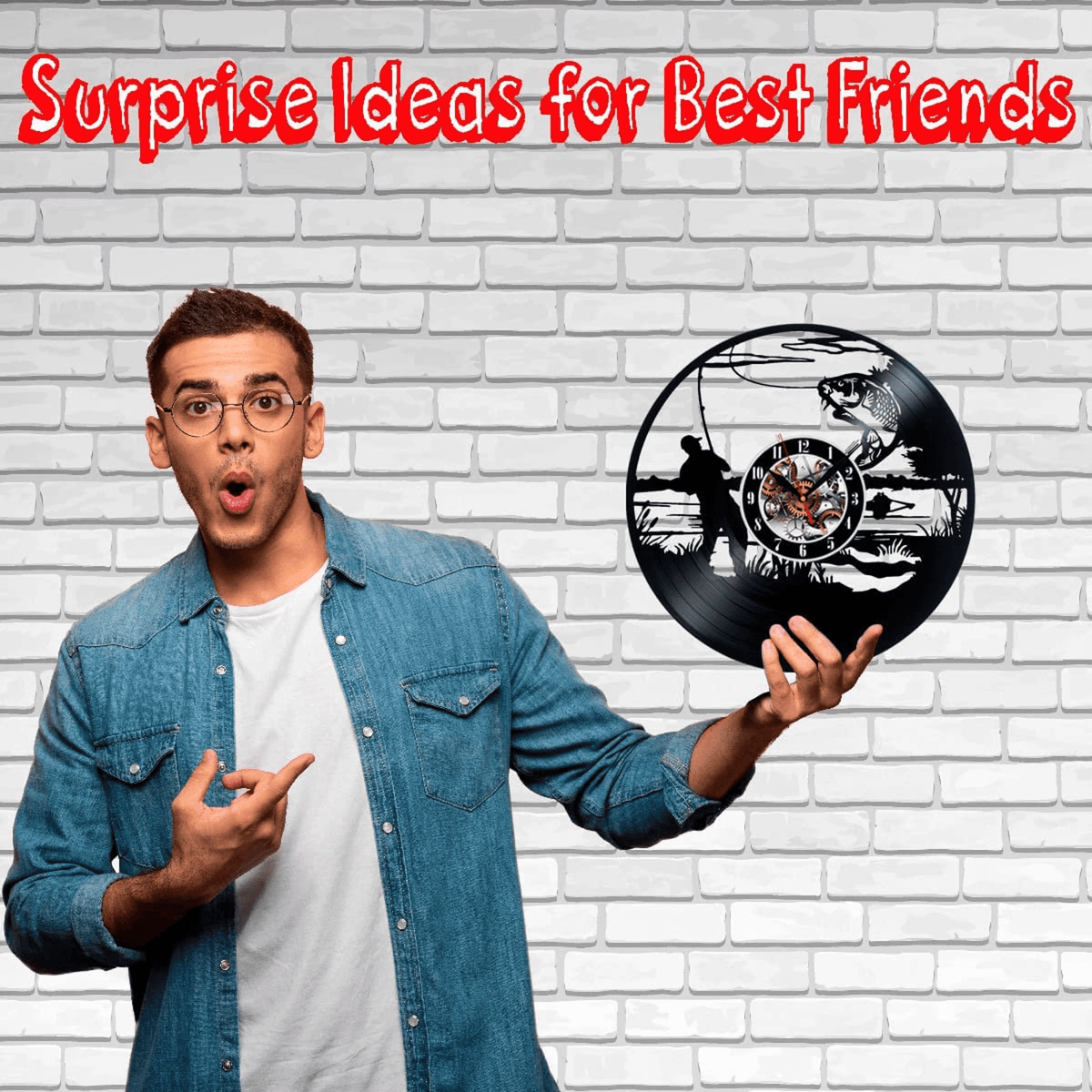 Fisherman Vinyl Record Wall Clock Gifts For Him Her Kids Decor For Home Bedroom Bathroom Kitchen Art Surprise Ideas Friends