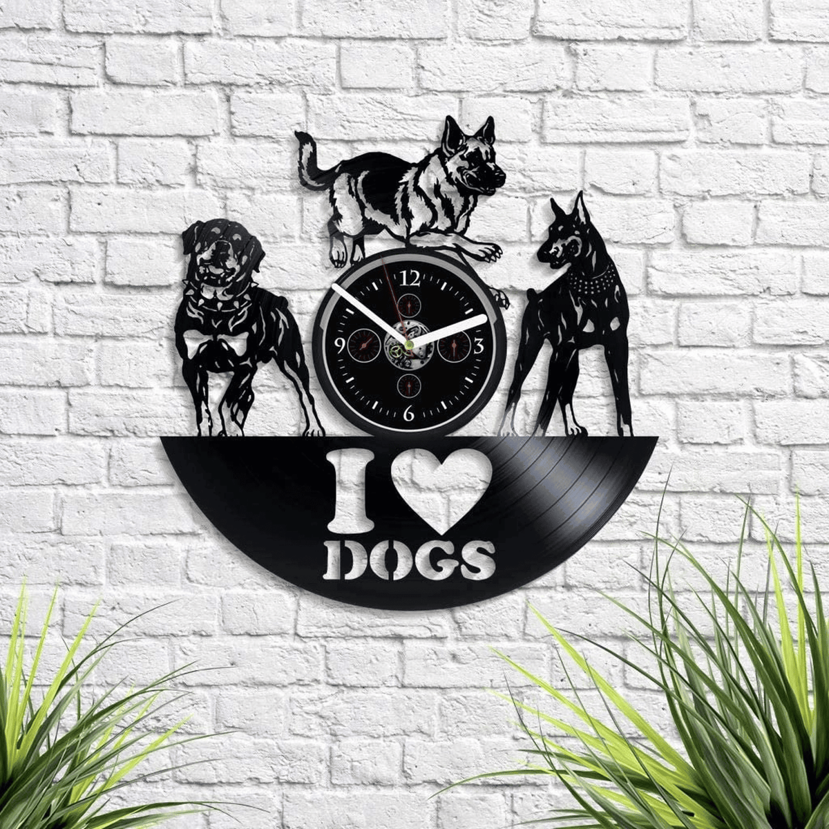 I Love Dogs Vinyl Record Clock Modern Bedroom Art Unique Wall Decor Idea Valentine's Day Gift For Him