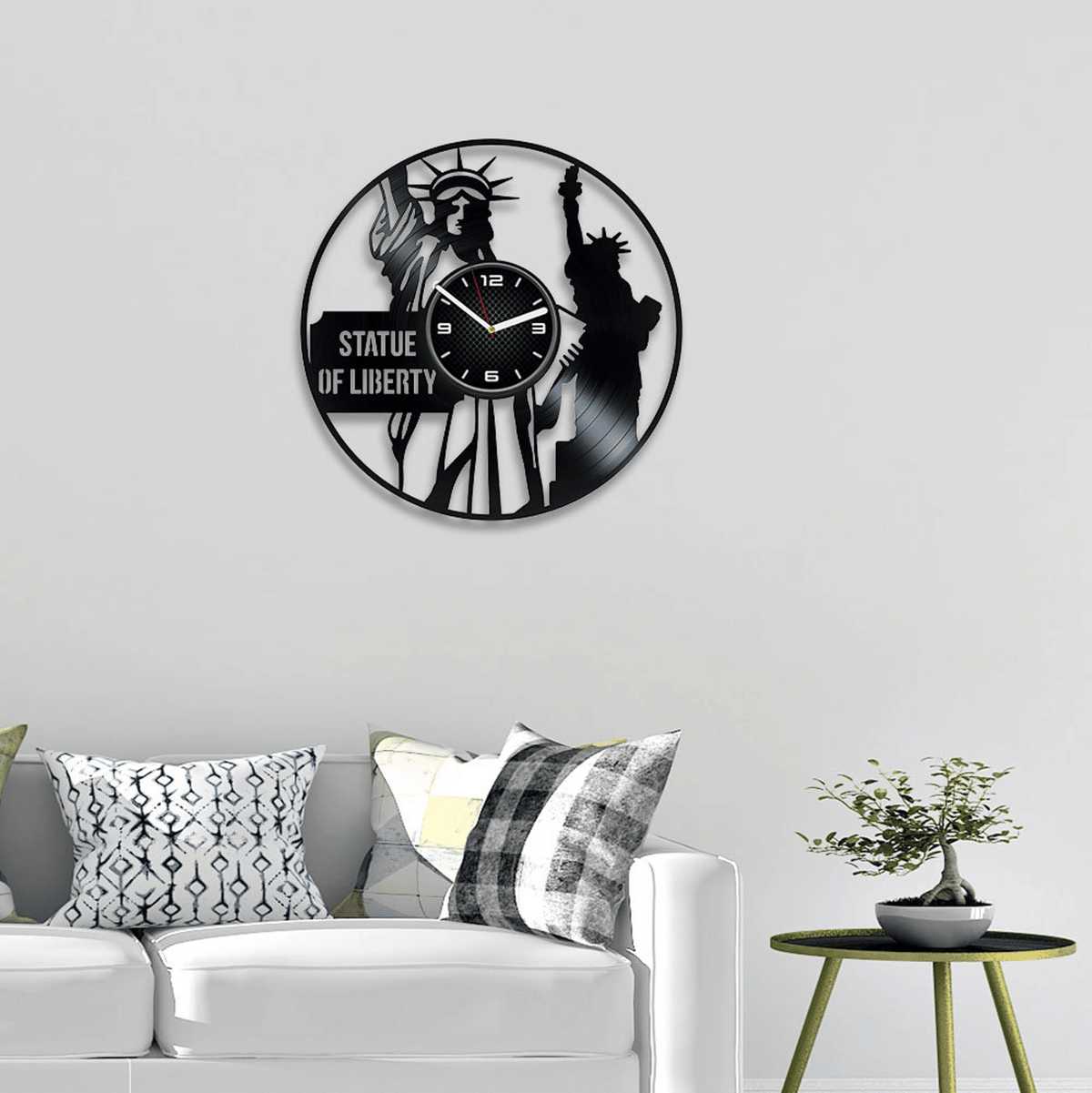 New York The Statue Of Liberty Vinyl Record Wall Clock Unique Wall Decor For Living Room Birthday Gift For Dad Modern Art