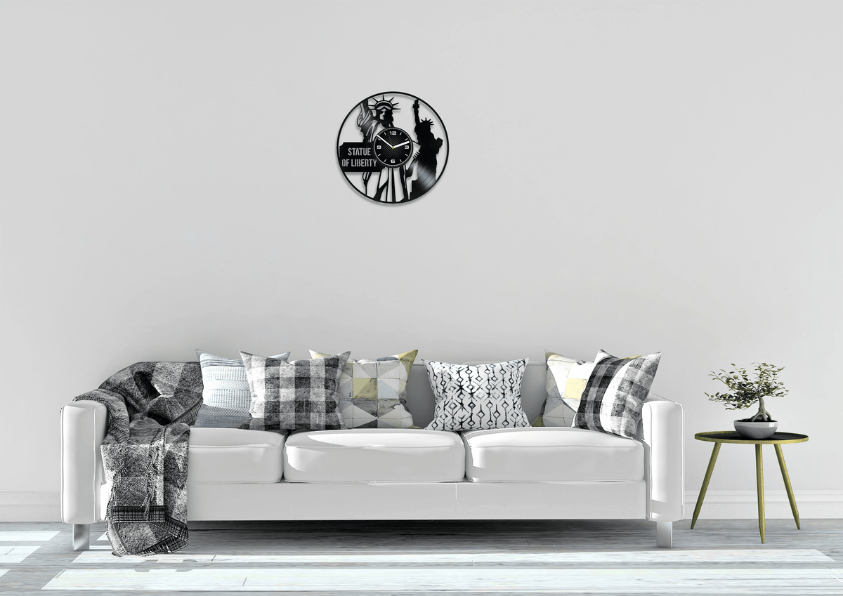 New York The Statue Of Liberty Vinyl Record Wall Clock Unique Wall Decor For Living Room Birthday Gift For Dad Modern Art