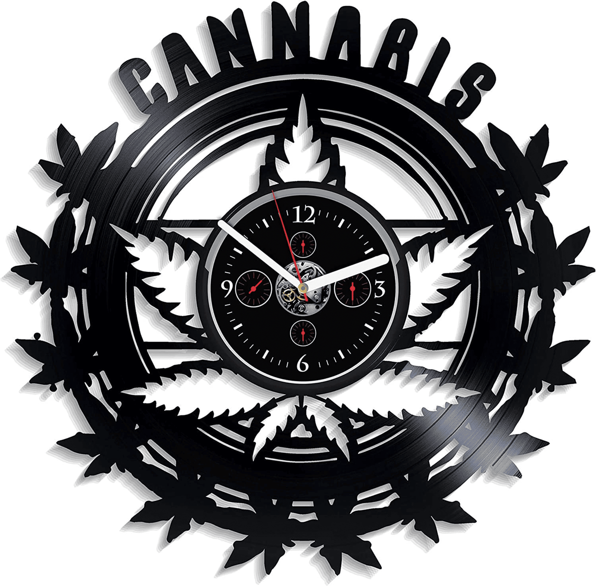 Cannabis Vinyl Record Clock Vintage Wall Art Decor For Office Xmas Gift For Coworker