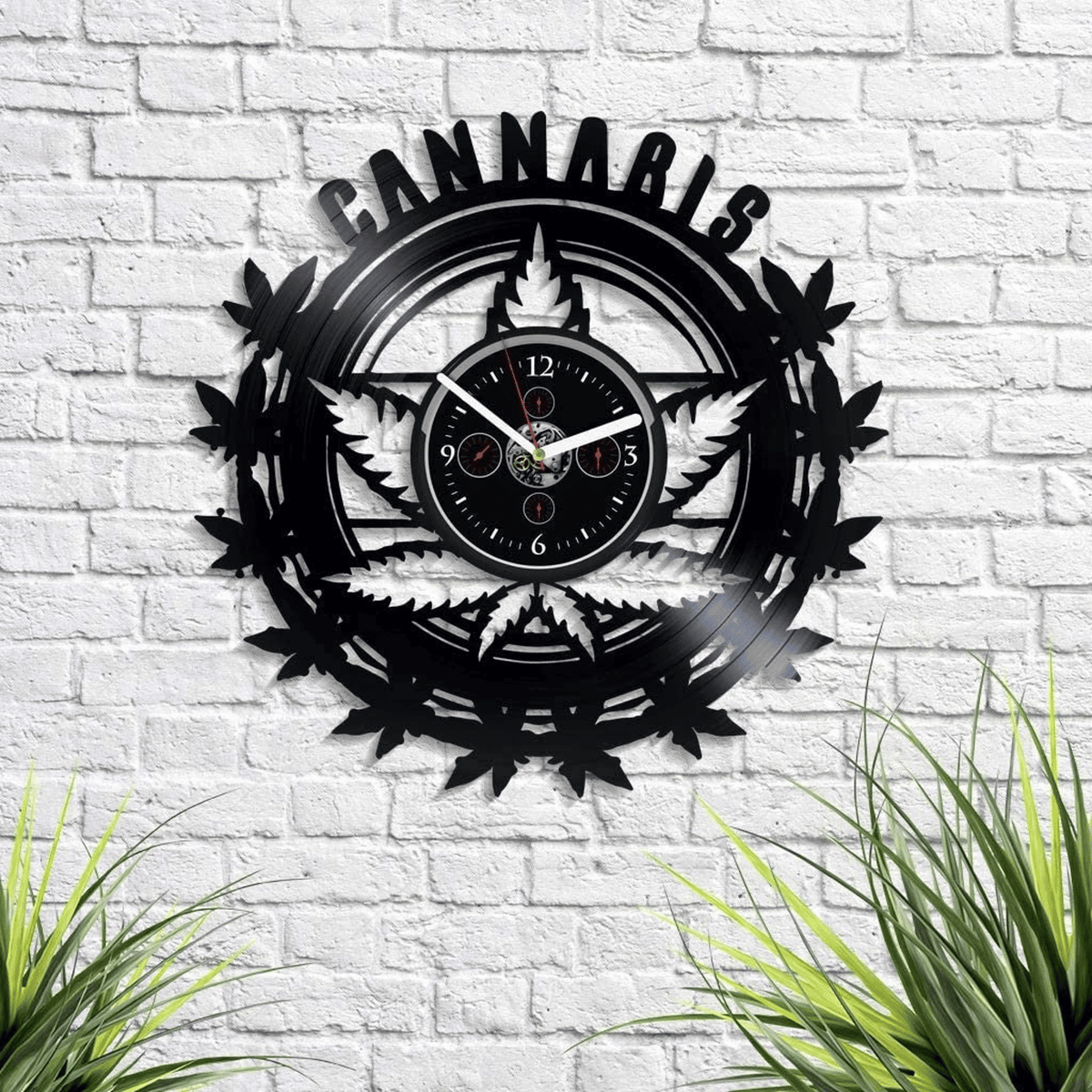 Cannabis Vinyl Record Clock Vintage Wall Art Decor For Office Xmas Gift For Coworker