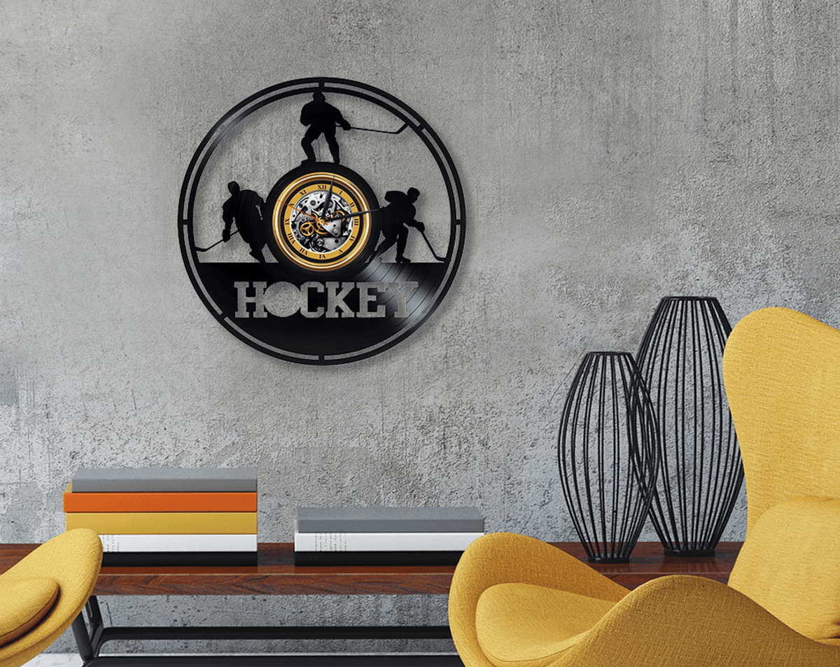 Hockey Team Vinyl Record Wall Art Unique Silent Wall Clock Office D���������cor For Sport Lover Wedding Gift Idea For Men
