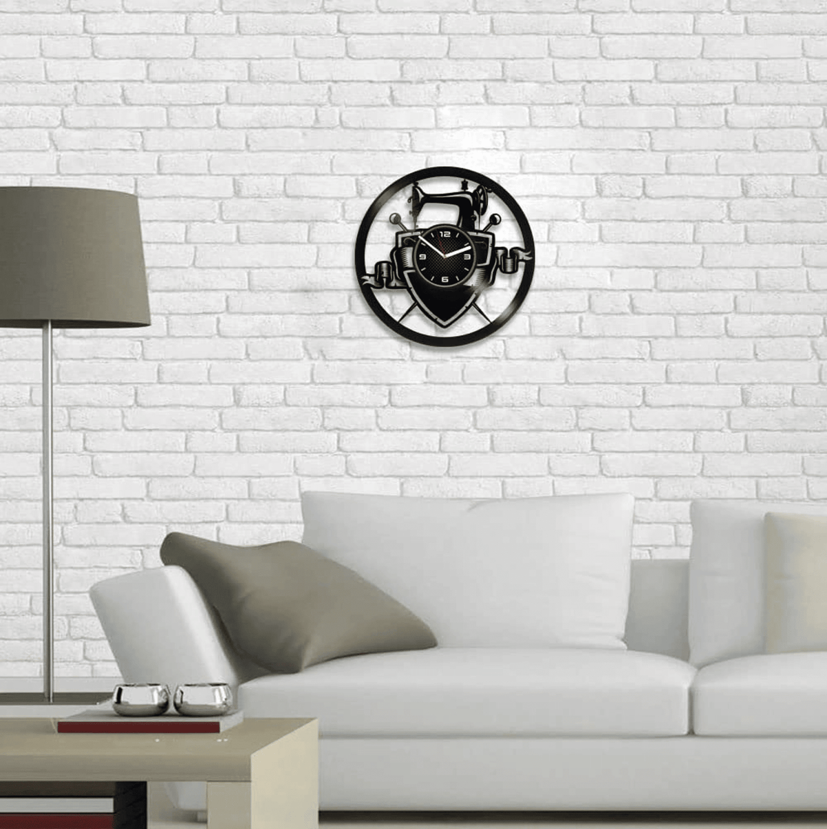 Sewing Machine Vinyl Record Wall Clock Sewing Wall Art Retro Decor For Home Office Birthday Gift For Woman