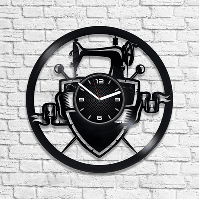 Sewing Machine Vinyl Record Wall Clock Sewing Wall Art Retro Decor For Home Office Birthday Gift For Woman