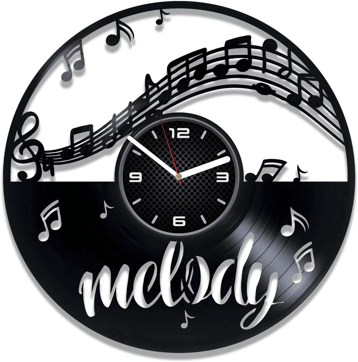 Melody Vinyl Record Black Wall Clock Music Room Decor Music Lover Gift Original Home Decor Birthday Gifts For Her