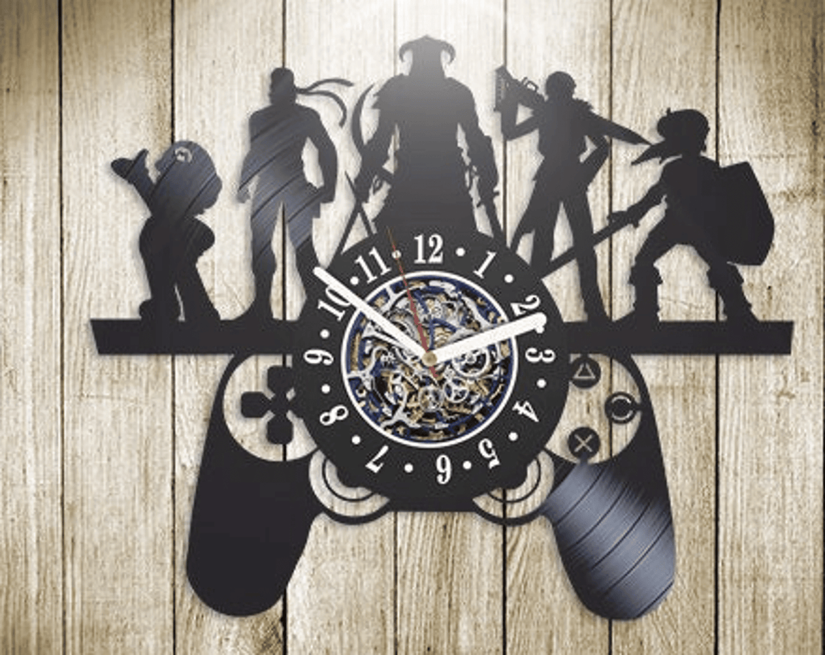 Video Games Vinyl Record Black Wall Clock Gamer Wall Art Contemporary Decor For Gamer Room Video Game Artwork Wedding Gift For Couple