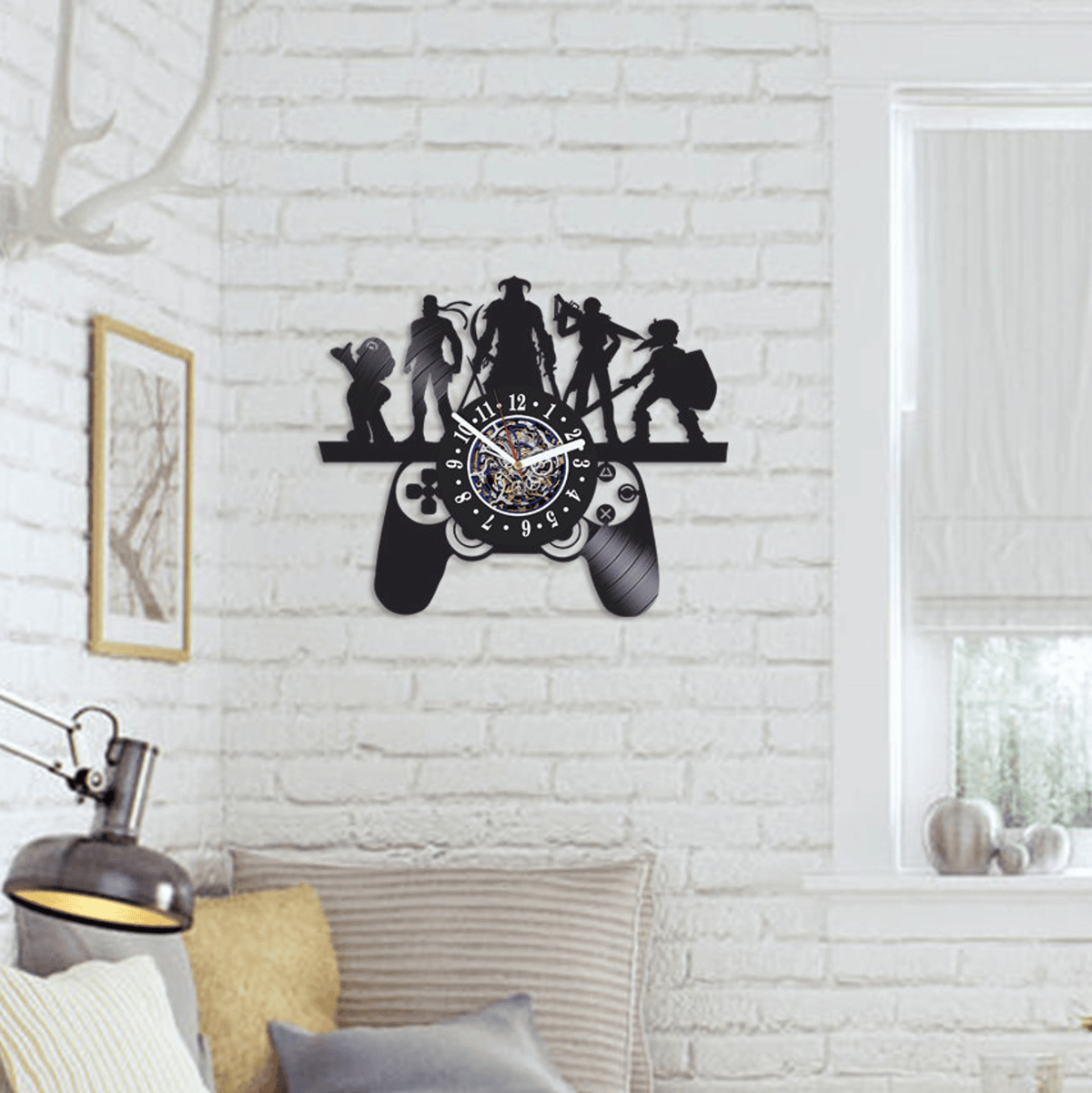 Video Games Vinyl Record Black Wall Clock Gamer Wall Art Contemporary Decor For Gamer Room Video Game Artwork Wedding Gift For Couple