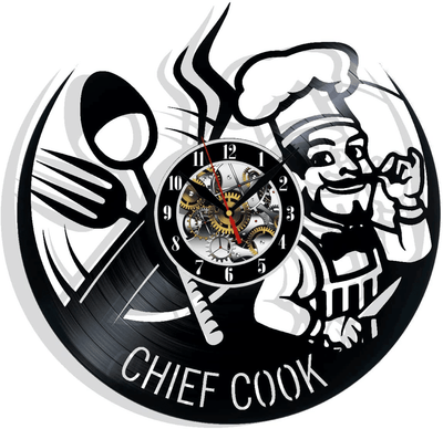 Chief Cook Vinyl Record Wall Clock Gifts For Him Her Kids Decor For Home Bedroom Bathroom Kitchen Art Surprise Ideas Friends