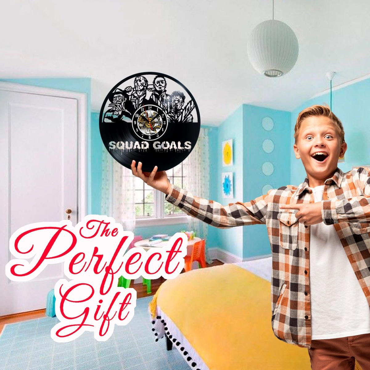 Halloween Horror Movie Vinyl Record Wall Clock Gifts For Him Her Kids Decor For Home Bedroom Kitchen Art Surprise Ideas For Best Friends