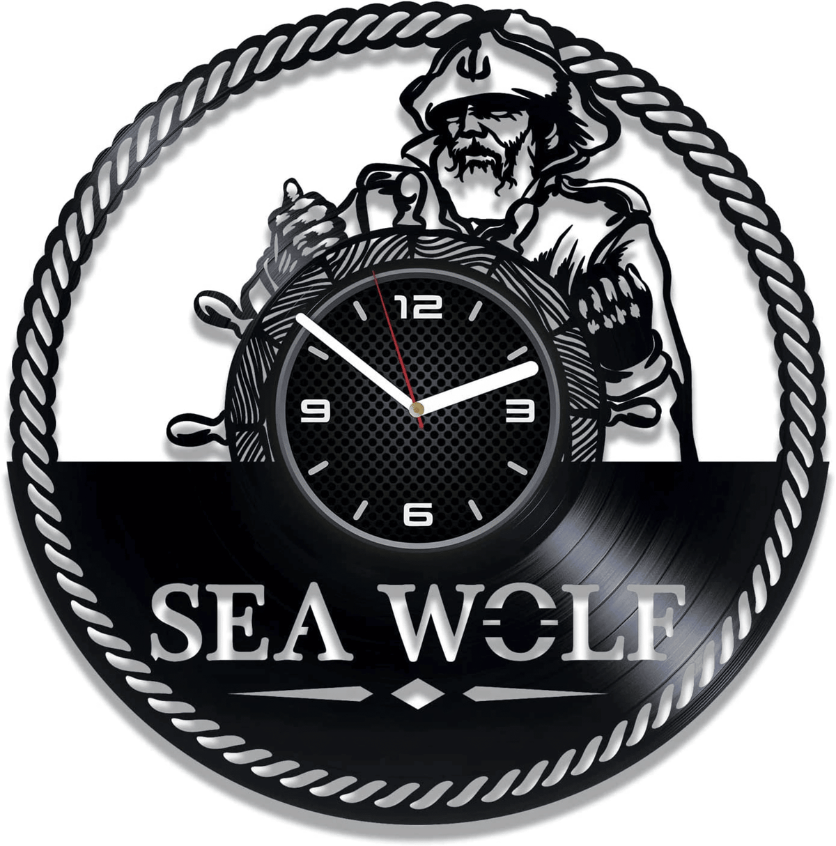 Sea Wolf Vinyl Record Wall Clock Sailor Gift Sea Lover Contemporary House Decor Gifts Marine Wall Decor Retirement Gifts For Men