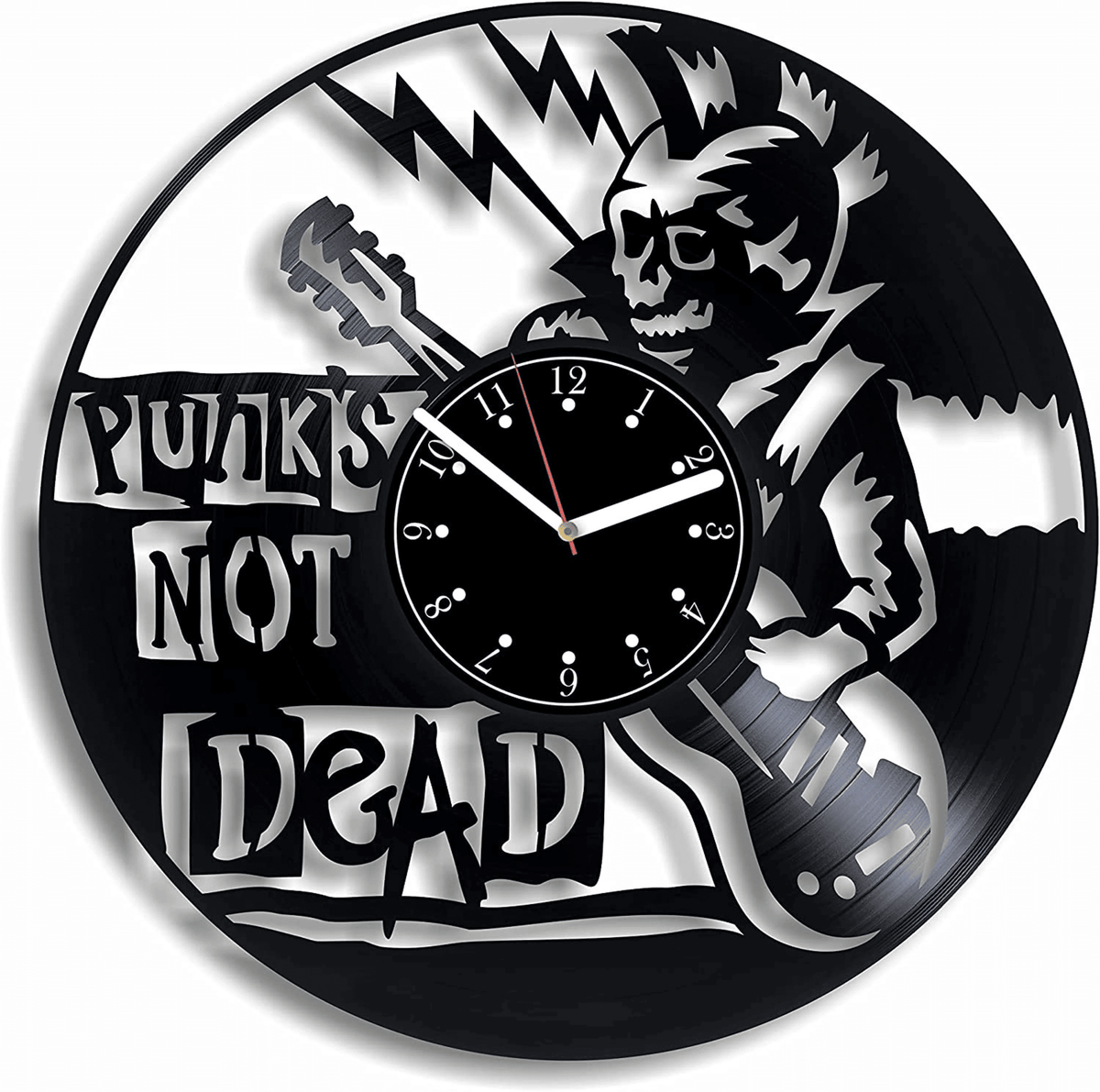 Rock Music Vinyl Record Original Clock Punks Not Dead Large Wall Decor For Room Birthday Gift Idea For Men Music Lover Art