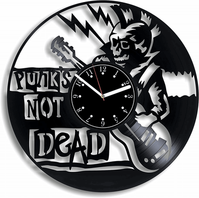Rock Music Vinyl Record Original Clock Punks Not Dead Large Wall Decor For Room Birthday Gift Idea For Men Music Lover Art