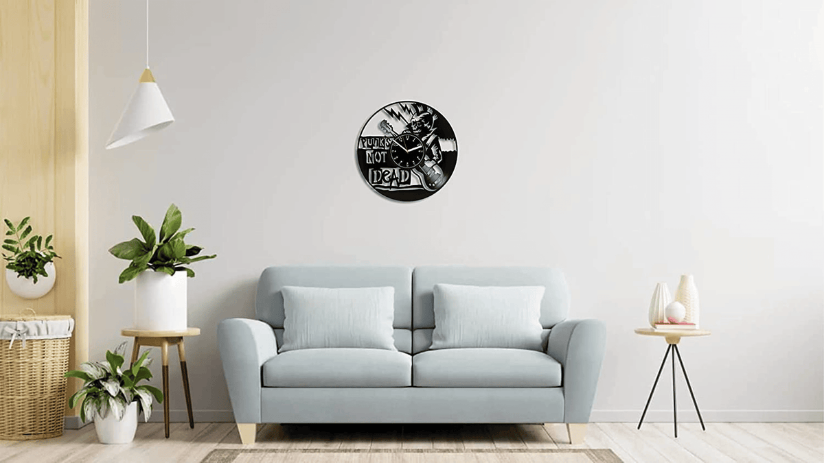 Rock Music Vinyl Record Original Clock Punks Not Dead Large Wall Decor For Room Birthday Gift Idea For Men Music Lover Art