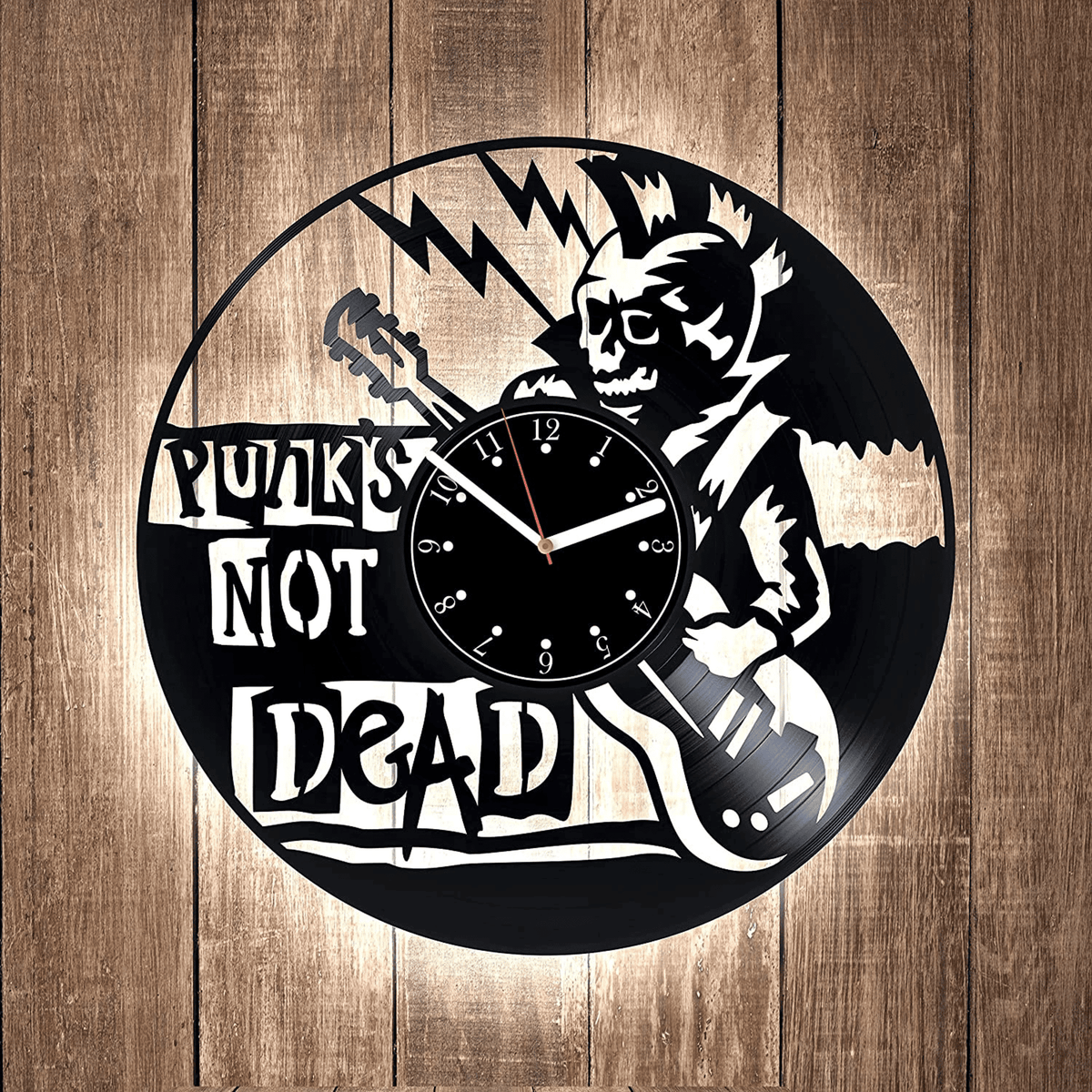Rock Music Vinyl Record Original Clock Punks Not Dead Large Wall Decor For Room Birthday Gift Idea For Men Music Lover Art