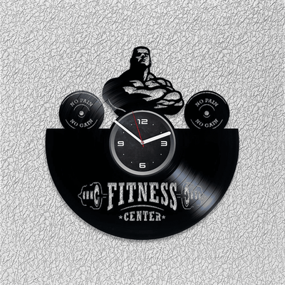Fitness Center Vinyl Record Handmade Wall Clock Modern Gym Decor Sports Wall Art Fitness Logo Design Anniversary Gift For Husband