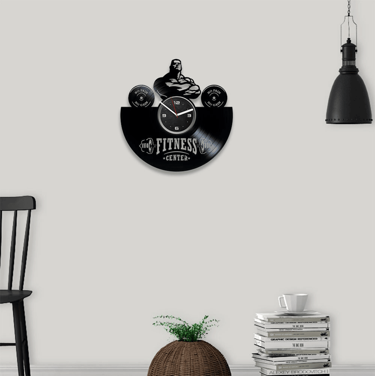 Fitness Center Vinyl Record Handmade Wall Clock Modern Gym Decor Sports Wall Art Fitness Logo Design Anniversary Gift For Husband