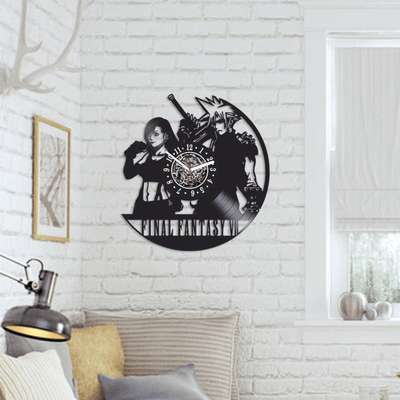 Final Fantasy Vinyl Record Wall Clock, Handmade Play Room Decor For Gamer, Unique Wall Hanging Art, Birthday Gift Idea For Boy