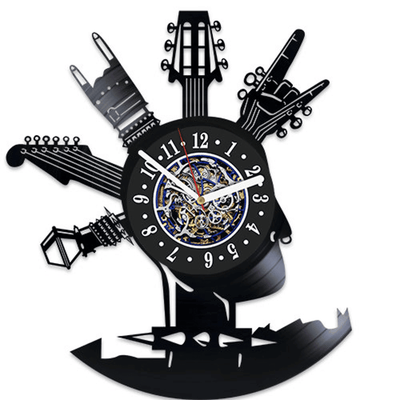Rock Lover Vinyl Record Wall Clock Rock Music Wall Art Rock Band Decor Wall Art For Office Guitar Artwork Wedding Gift For Husband