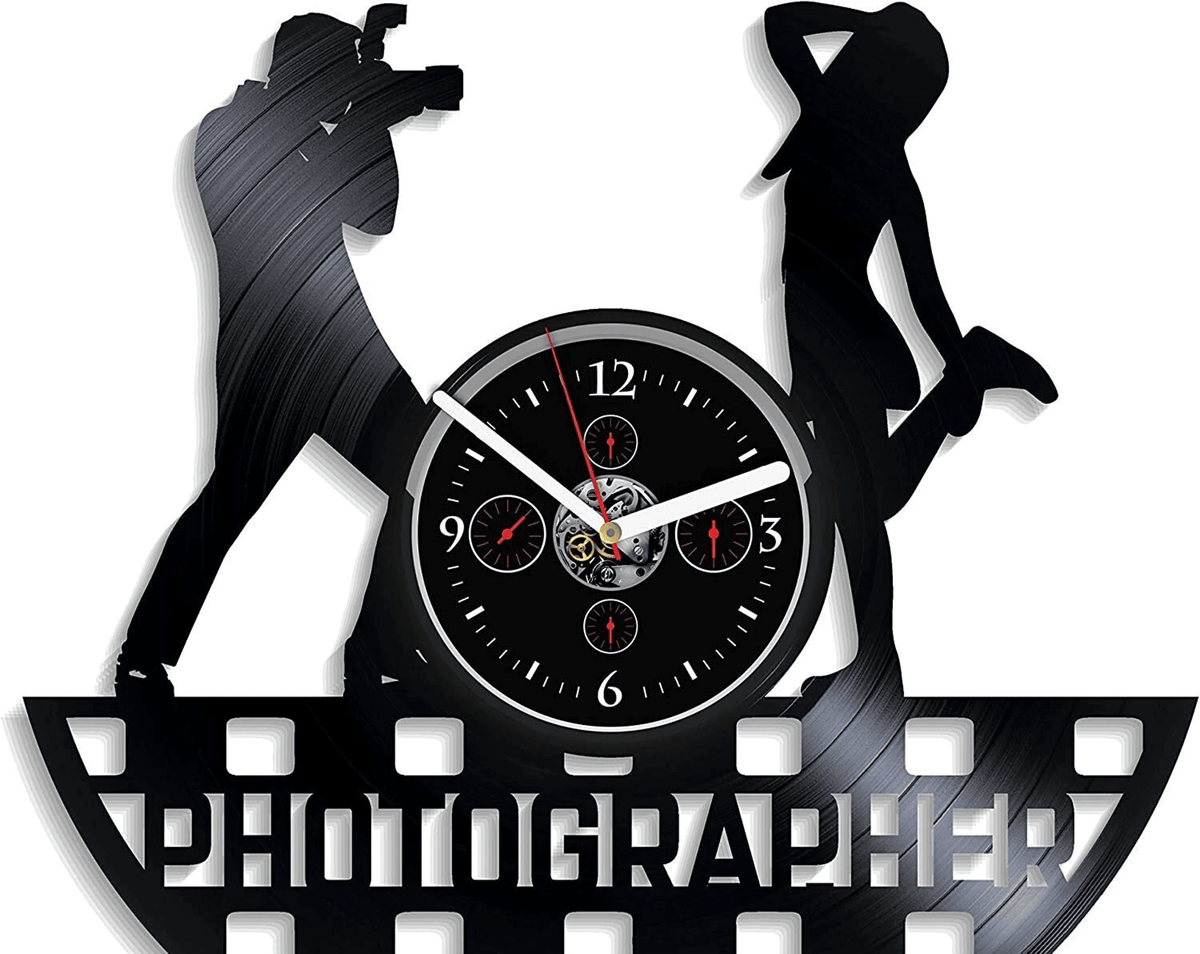 Photographer Vinyl Record Wall Clock Personalized Gifts Ideas Unusual Decor For Home Office Birthday Gift For Friend Photography Decor