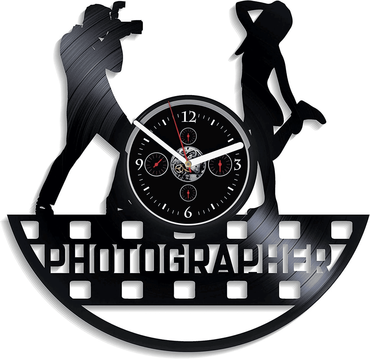 Photographer Vinyl Record Wall Clock Personalized Gifts Ideas Unusual Decor For Home Office Birthday Gift For Friend Photography Decor