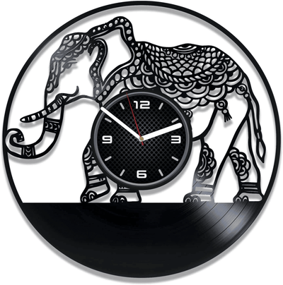 Elephant Vinyl Record Ornaments Clock Animal Wall Art Nursery Decor For Boy Mothers Day Gifts Anniversary Gift For Her