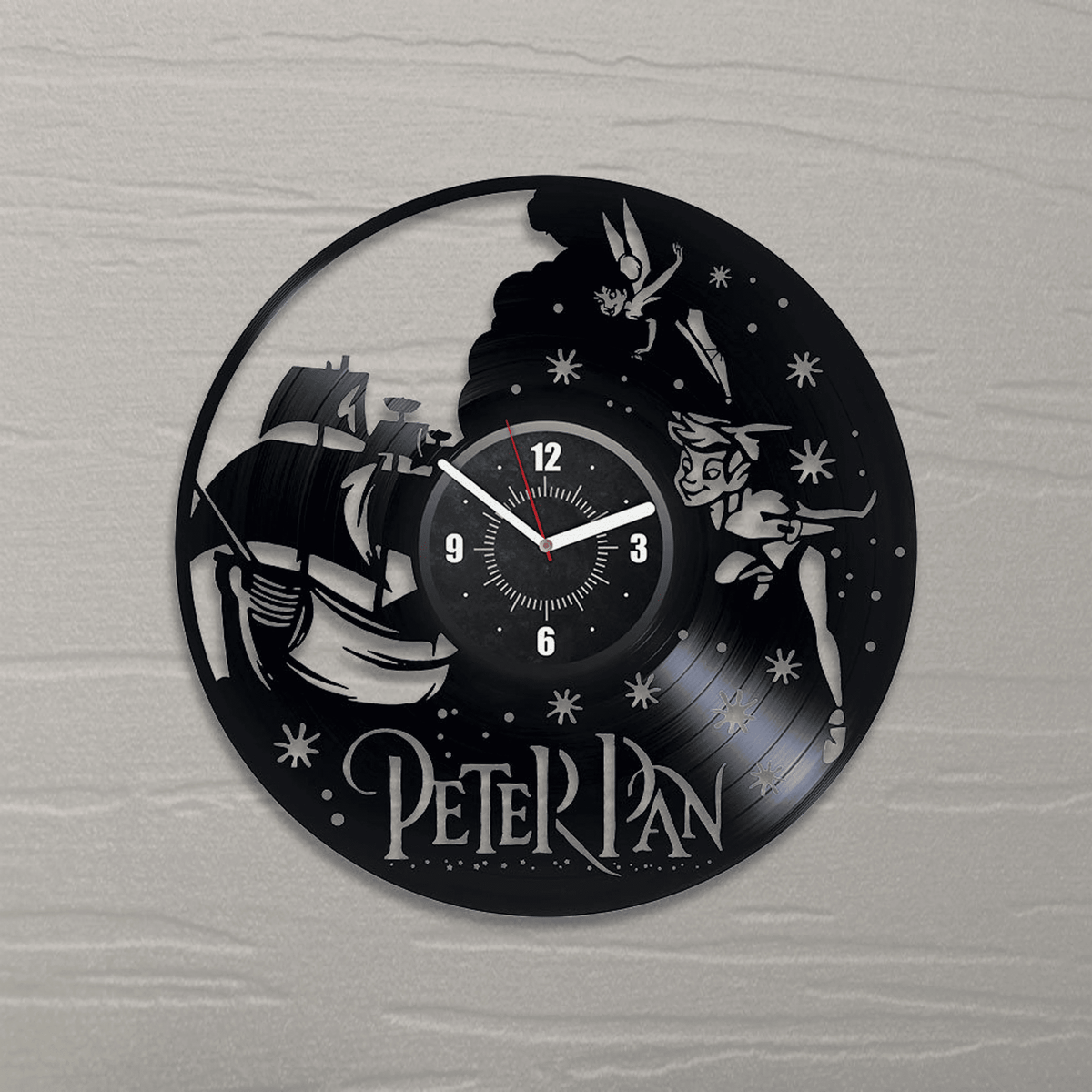 Peter Pan Vinyl Record Wall Clock Neverland Wall Art Boys Room Wall Decor Unique Cartoon Artwork New Home Gift For Kids