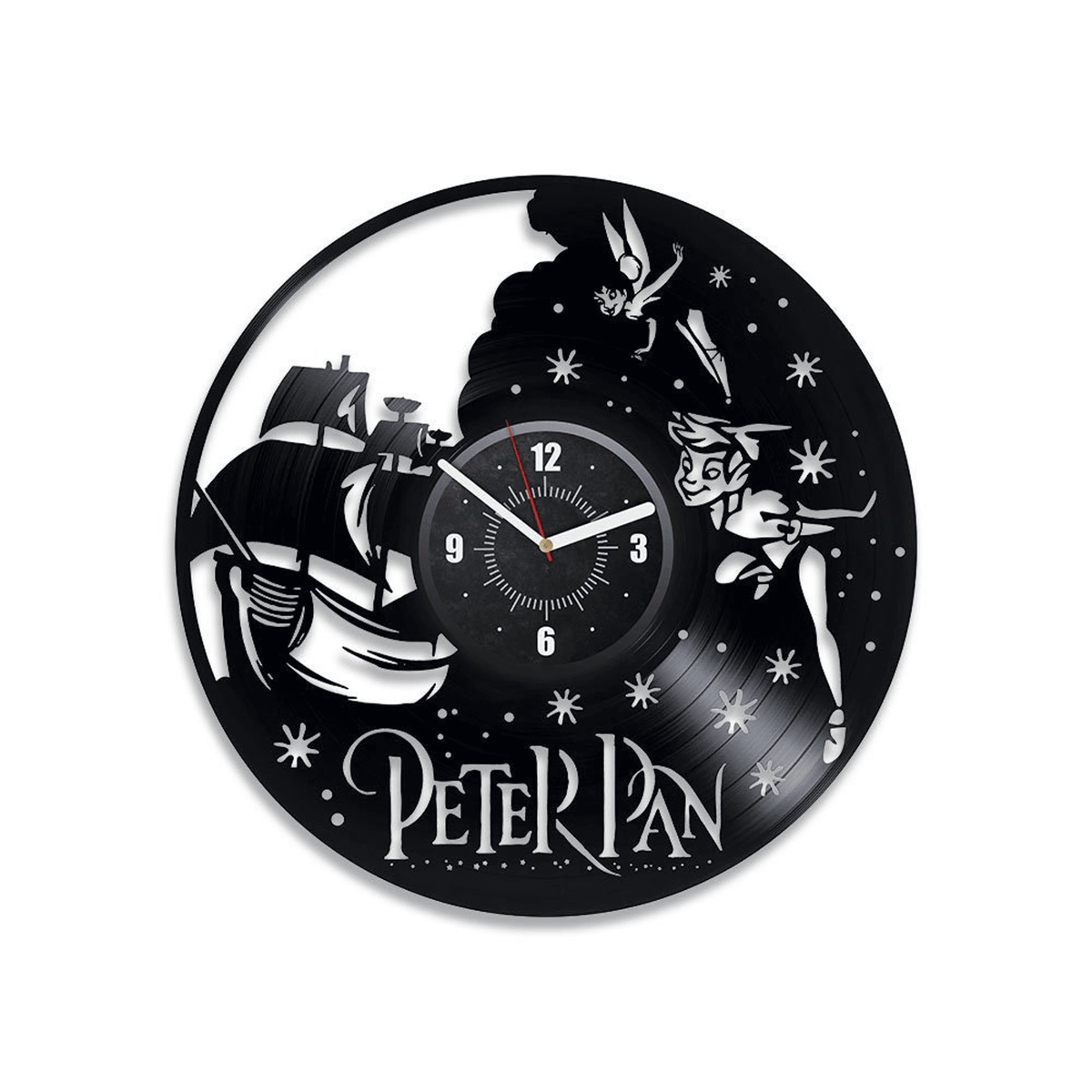 Peter Pan Vinyl Record Wall Clock Neverland Wall Art Boys Room Wall Decor Unique Cartoon Artwork New Home Gift For Kids