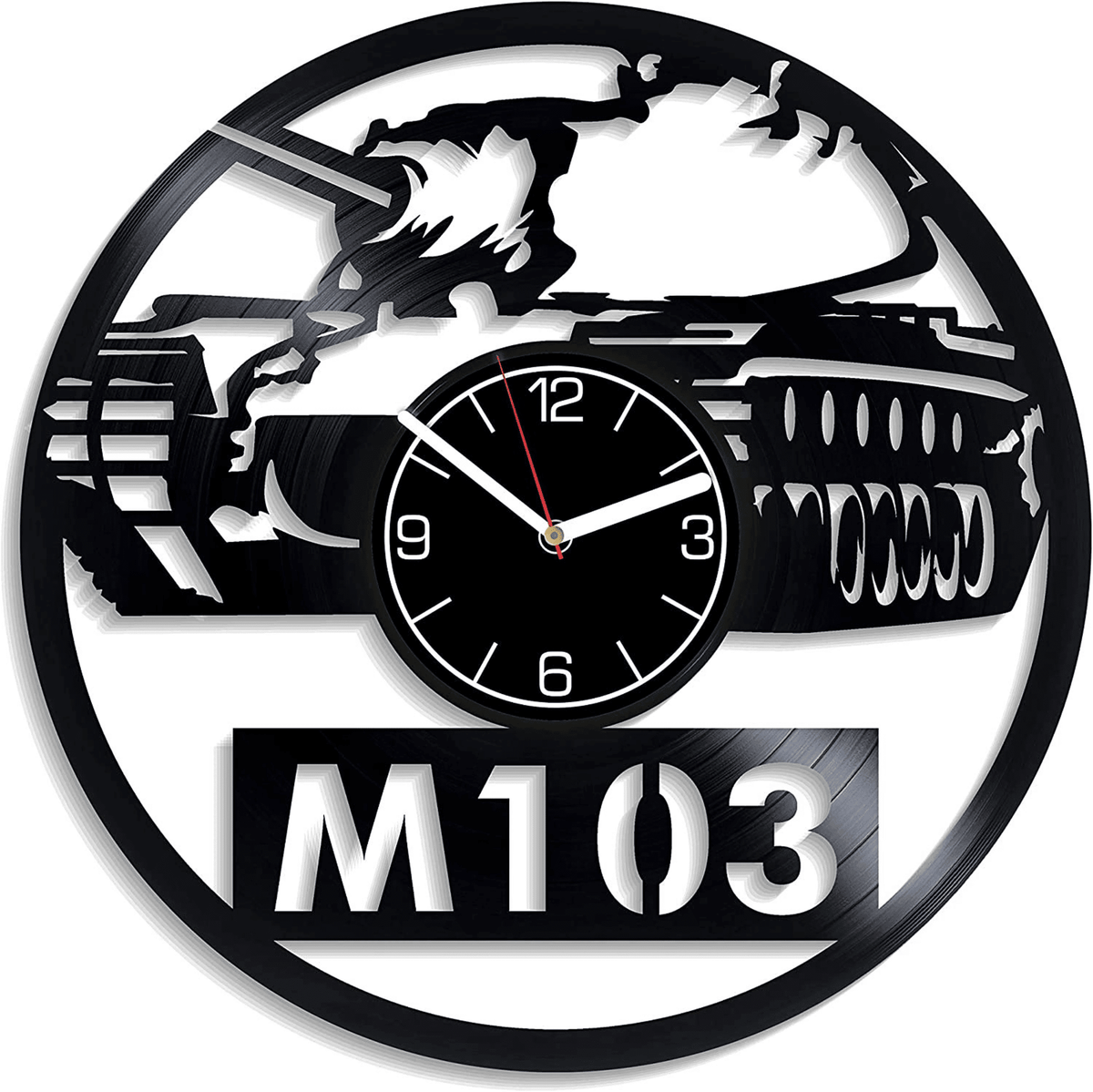 Heavy Tank M103 Vinyl Record Clock Military Wall Decor Unique Decor For Mens Bedroom Retirement Gifts For Men