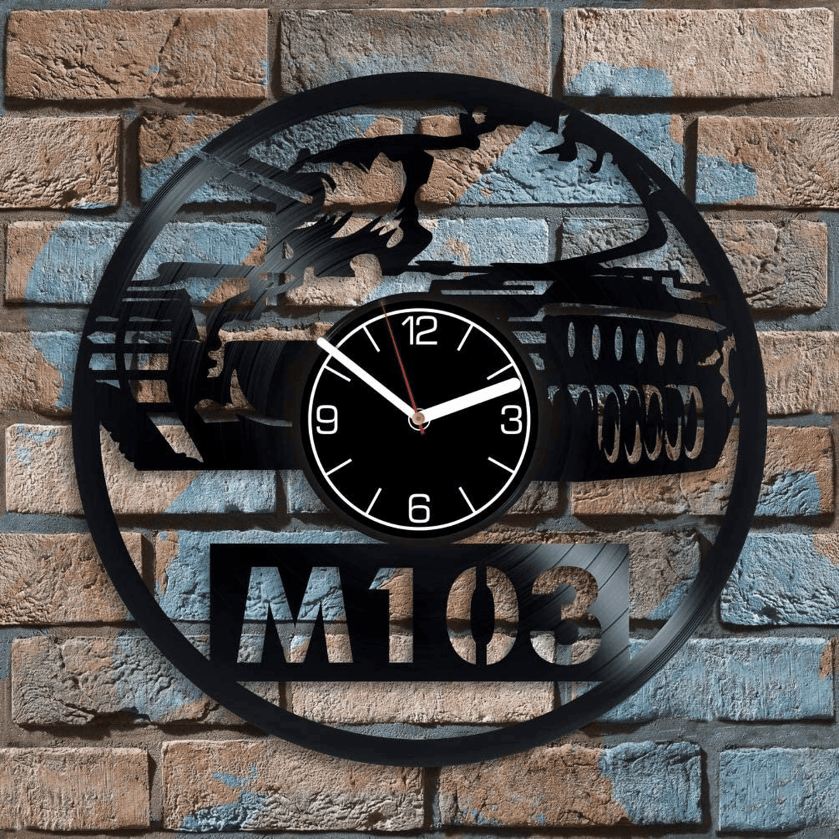 Heavy Tank M103 Vinyl Record Clock Military Wall Decor Unique Decor For Mens Bedroom Retirement Gifts For Men