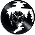 Nature Vinyl Record Wall Clock Creative House Decor For Living Room Forest Art River Decor Wedding Gift For Couple Nature Lover Gift