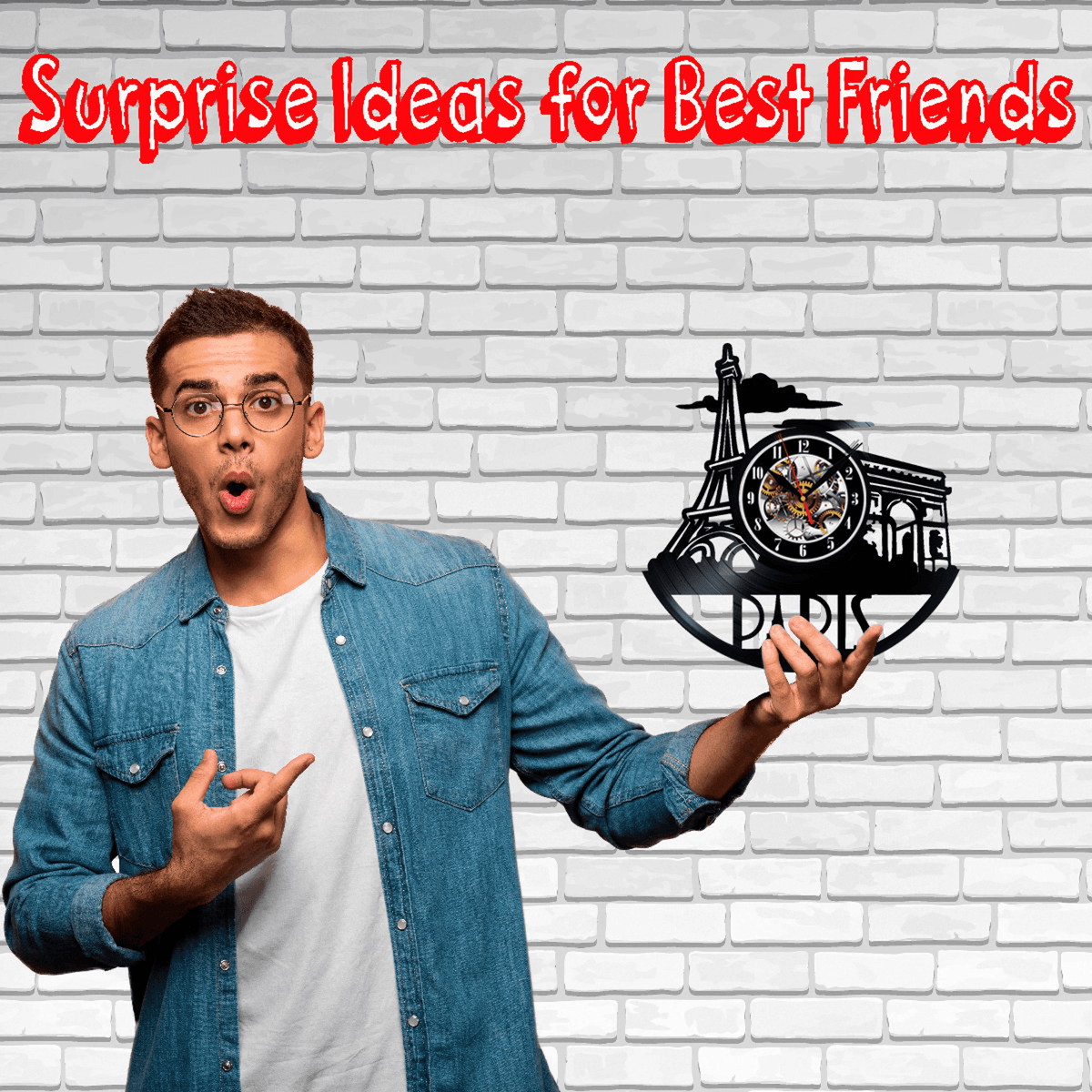 Paris City Vinyl Record Wall Clock Gifts For Him Her Kids Decor For Home Bedroom Bathroom Kitchen Art Surprise Ideas For Best Friends