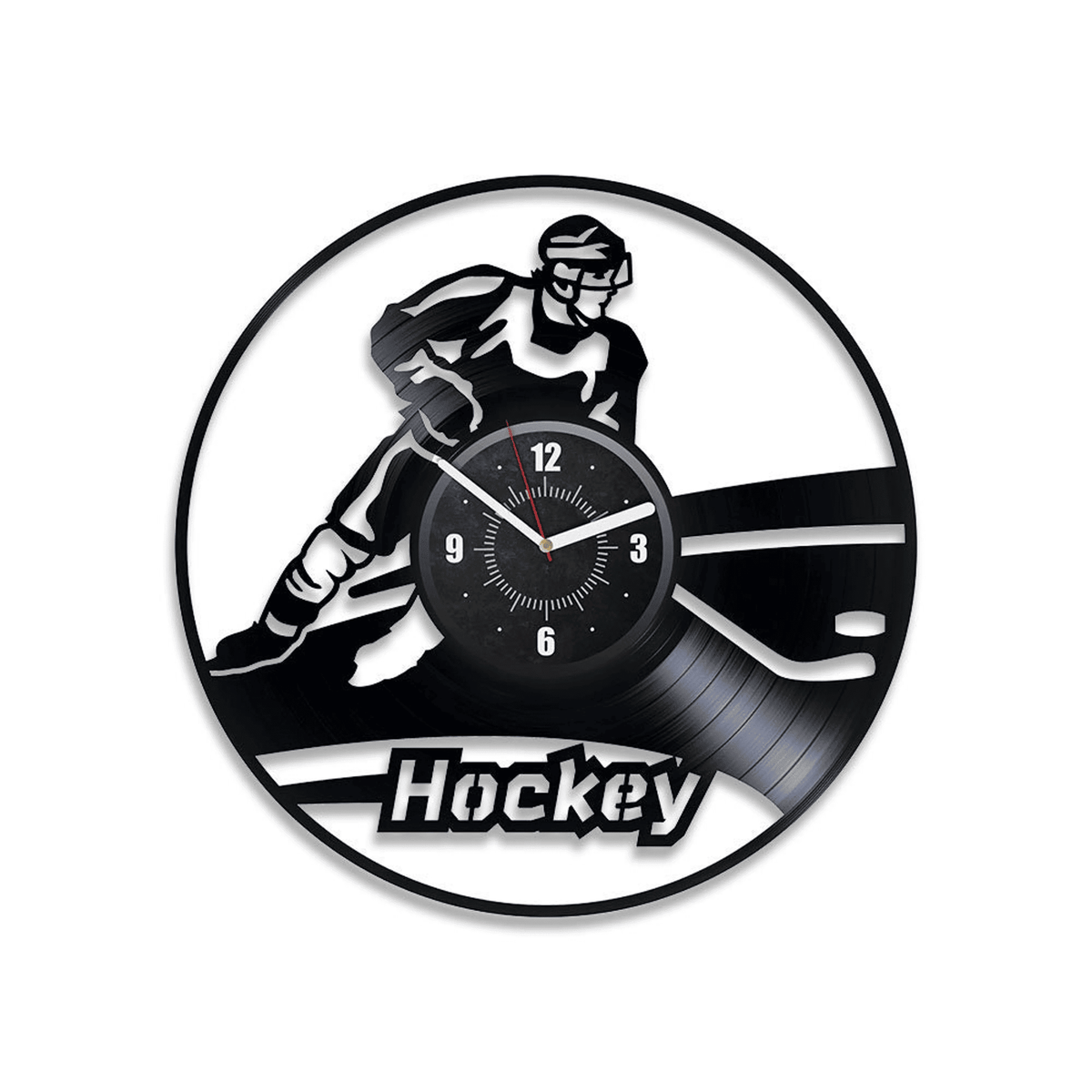 Hockey Player Vinyl Record Clock Sports Decor For Office Hockey Wall Art Unique Gift For Coach Birthday Gift Father