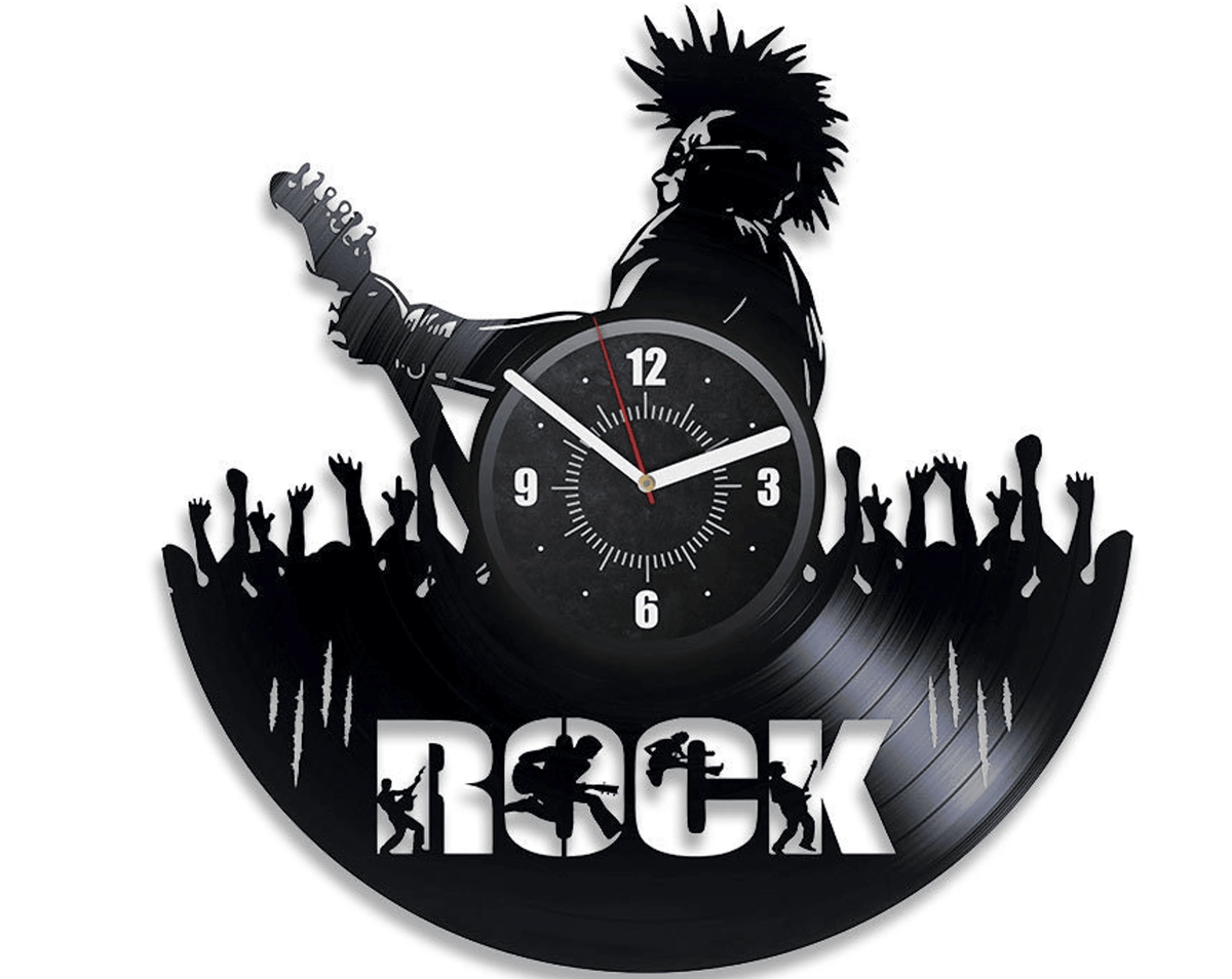 Punk Rock Vinyl Record Laser Cut Wall Clock Punk Rock Wall Art Teenager Room Decor I Love Rock And Roll First Home Gift For Boyfriend