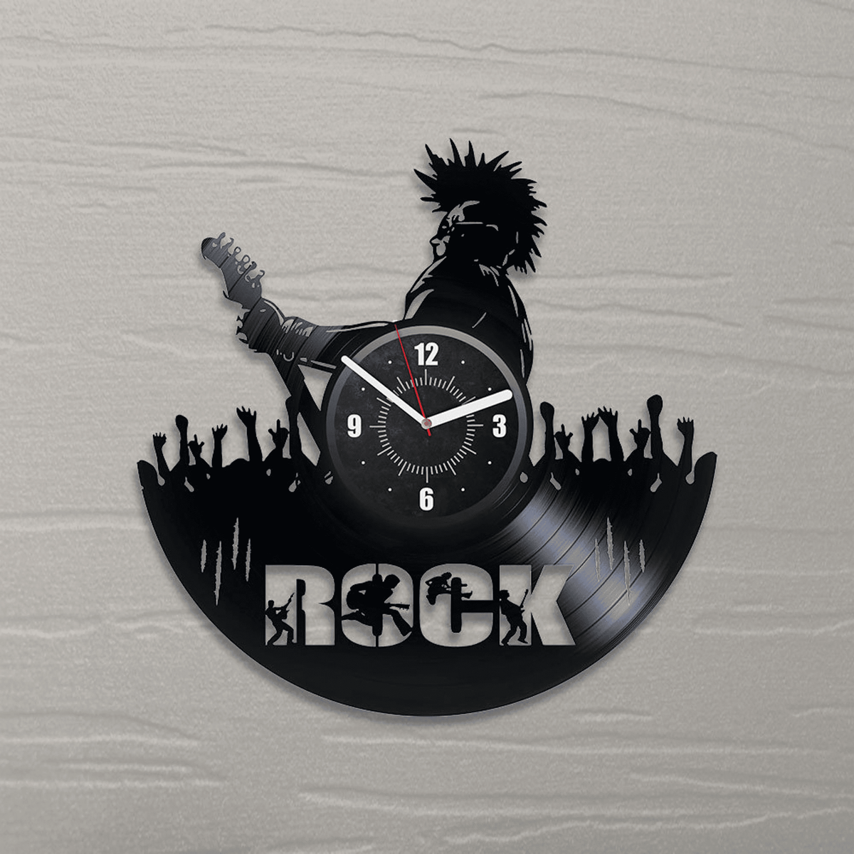 Punk Rock Vinyl Record Laser Cut Wall Clock Punk Rock Wall Art Teenager Room Decor I Love Rock And Roll First Home Gift For Boyfriend