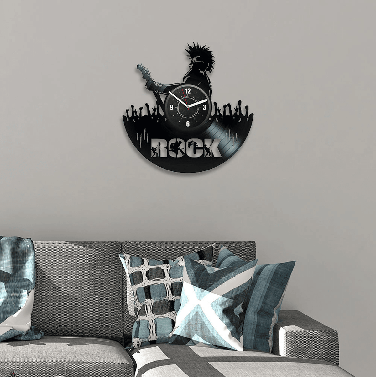 Punk Rock Vinyl Record Laser Cut Wall Clock Punk Rock Wall Art Teenager Room Decor I Love Rock And Roll First Home Gift For Boyfriend